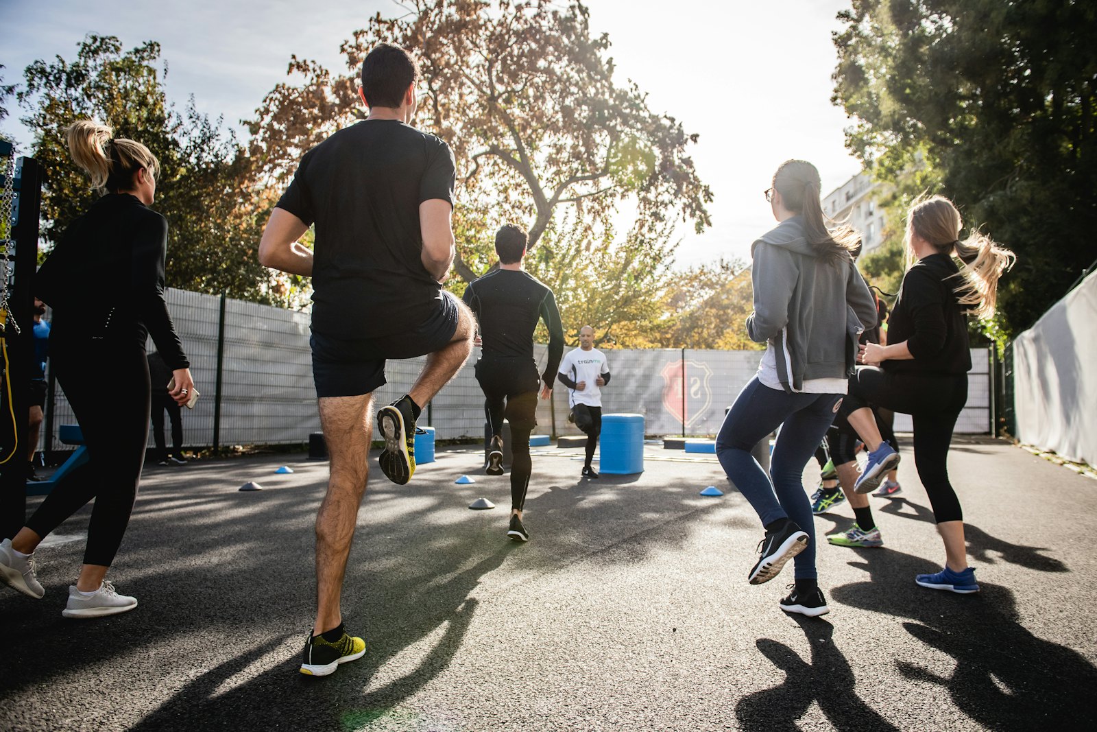 A group taking part in an outdoor session together.